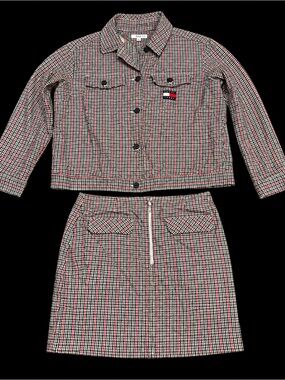Tommy Hilfiger Black, White, Green & Red Check Two-Piece Jacket and Skirt